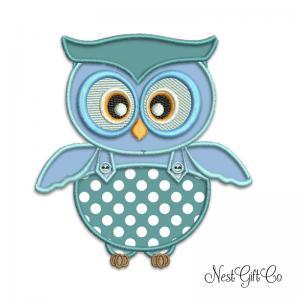 Digital Applique Embroidery Owl - Teal Owl For..