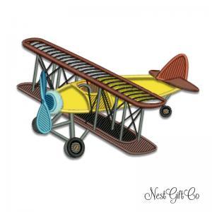 Digital Biplane Applique For Embroidery - Download..