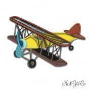 Digital Biplane applique for embroidery - Download embroidery applique file Biplane design
