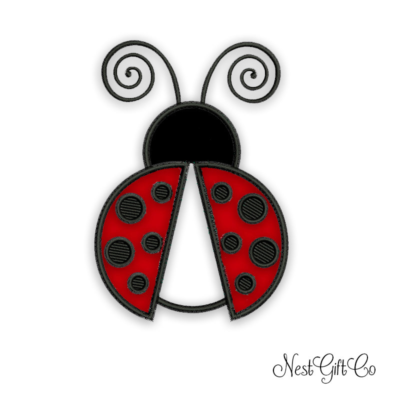 Lady Bug Applique Embroidery - Digital Design For Machine Embroidery, Lovely Lady Bug File