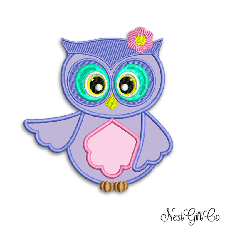 Buy And Download Lavander Owl Design Embroidery Applique Digital File