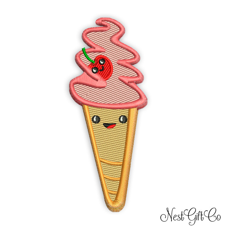 Embroidery Applique Delisious Ice Cream Digital File, Download Embroidery File