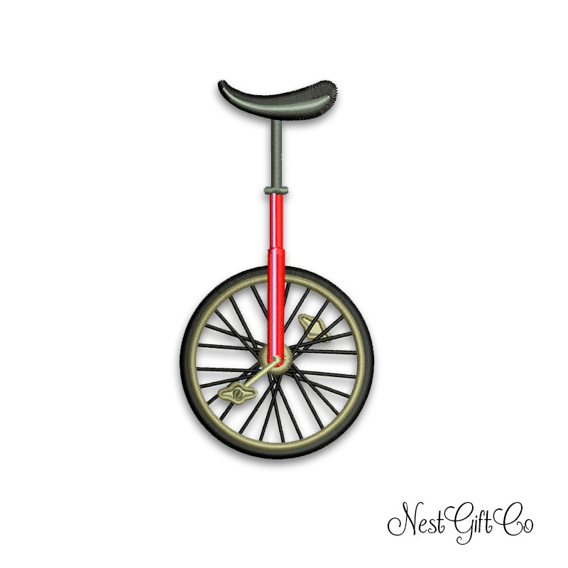 Monocycle Bike Machine Embroidery Digital File, Download Applique Embroidery