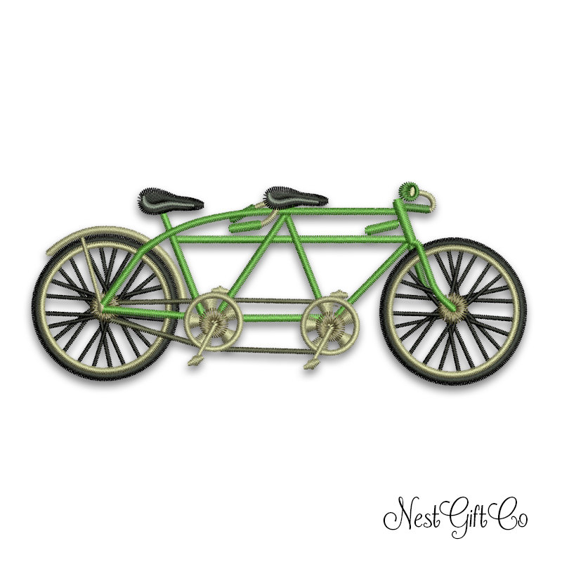 Tandem Bicycle Retro Digital Applique Embroidery File