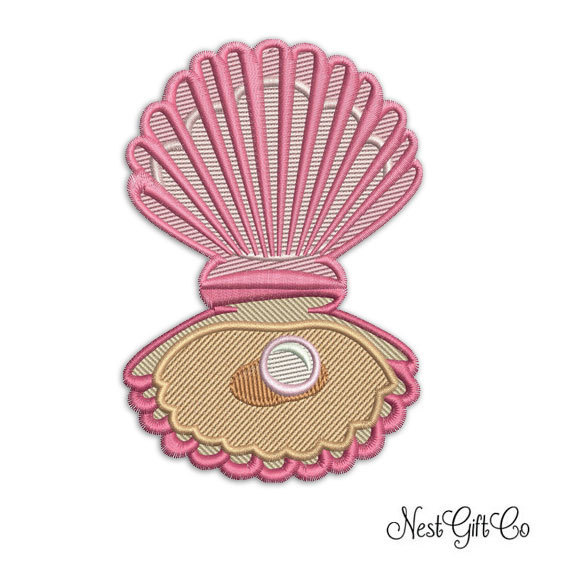 Sea Shell Digital Embroidery Applique File, Machine Embroidery Design File